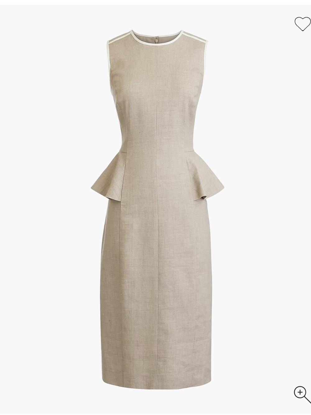 J.CREW PEPLUM DRESS IN STRETCH LINEN SIZE 12 FLAX L7752